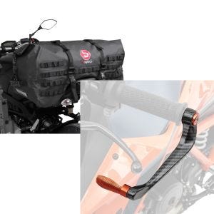 Set: Hecktasche für KTM 790 / 390 / 125 Duke Bagtecs SX70 70Ltr schwarz + Hebelschützer für KTM 790 / 390 / 125 Duke X6 orange_1