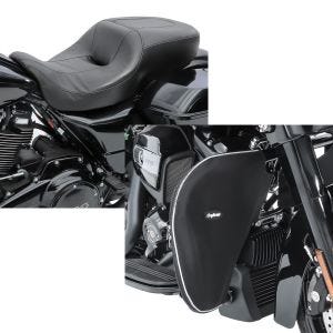 Set: Komfort-Sitzbank für Harley Davidson Street Glide 14-21 Hammock Craftride + Sturzbügel Spritzschutz für Harley Street Glide 06-21 Beinwärmer Craftride_1