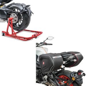 Set: Rangierhilfe Ducati Diavel / S 11-20 Montageständer ConStands Single Mover Rot + Seitentaschen RF1 für Ducati Diavel / S_1