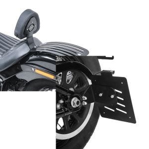 Set: Set Fahrer Rückenlehne Gepäckträger für Harley Softail Standard 20-21 Craftride Sissybar + Seitlicher Kennzeichenhalter für Harley Davidson Softail 18-21 Craftride schwarz_1