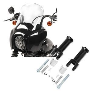 Set: Lampenmaske MG5 für Harley Softail Street Bob 18-20 Lampen Verkleidung klar Craftride + Sozius Fussrasten-Halter für Harley Davidson Softail Street Bob 18-21 Craftride schwarz_1