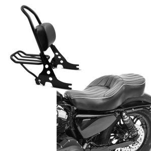 Set: Sissybar Harley Davidson Sportster 883 Iron 09-20 Craftride Fast Rider-M inkl. Gepäckträger schwarz + Doppel Sitzbank für Harley Sportster 883 Iron 09-20 VM2 Sitz Craftride_1