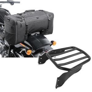 Set: Hecktasche für Harley Fat Boy Special/ Lo SQ1 Craftride 52l schwarz + Gepäckträger für Harley-Davidson Softail 06-17 schwarz Craftride_1