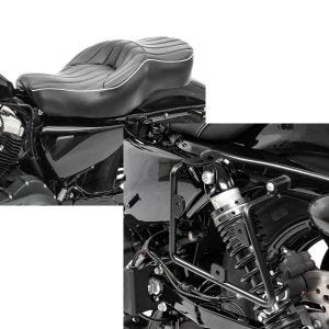 Set: Doppel Sitzbank für Harley Sportster 1200 Custom 04-20 VM2 Sitz Craftride + Satteltaschenhalter für Harley Sportster 1200 Custom 16-20 links Craftride_1