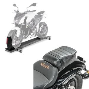 Set: Rangierschiene Harley Sportster Forty-Eight 48 / Special ConStands Smart-Mover mit Wippe grau + Sozius Sitz mit Polsterung für Harley Sportster Forty-Eight 48/ 883 Iron Craftride_1