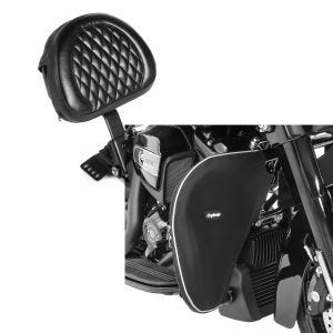Set: Fahrer Rückenlehne Diamond für Harley Street Glide 06-21 schwarz Craftride + Sturzbügel Spritzschutz für Harley Street Glide 06-21 Beinwärmer Craftride_1