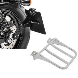 Set: Seitlicher Kennzeichenhalter für Harley Sportster 883 Iron 09-20 Craftride schwarz + Gepäckträger für Harley Sportster 883 Iron 09-20 chrom Craftride_1