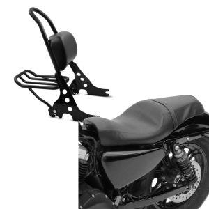 Set: Sissybar Harley Davidson Sportster Forty-Eight 48 10-20 Craftride Fast Rider-M inkl. Gepäckträger schwarz + Doppel Sitzbank für Harley Davidson Sportster Forty-Eight 48 10-20 BL Sitz Craftride_1