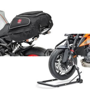 Set: Hecktasche Kawasaki Z 1000 Gepäcktasche hinten Bagtecs X50 50Ltr schwarz + Lenkkopfständer für Kawasaki Z 1000 03-19 Constands Vario_1
