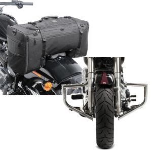 Set: Hecktasche für Harley Fat Boy / 114 SQ1 Craftride 52l schwarz + Sturzbügel für Harley Davidson Fat Boy 00-17 Craftride ST1 chrom_1