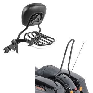 Set: Sissybar Harley Street Glide (FLHX) 09-21 Craftride Fast Driver-L Flex inkl. Gepäckträger schwarz + Sissybar für Harley Street Glide 14-21 Craftride Solo schwarz_1