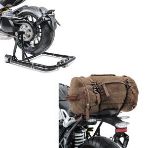 Set: Rangierhilfe BMW R NineT Racer 17-21 Montageständer ConStands Single Mover Schwarz + Hecktasche Vintage 25L für BMW R NineT / Pure / Racer braun Craftride_1