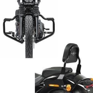 Set: Sturzbügel Mustache für Harley Davidson Softail 18-21 Schutzbügel 32mm schwarz Craftride + Sissy Bar CSS Fix für Harley Breakout / 114 18-21 schwarz Craftride_1