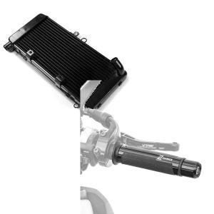 Set: Wasserkühler für Honda Hornet 900 02-05 Radiator Kühler + Lenkergriffe für Honda Hornet 900 / 600 Zaddox LG1 schwarz_1