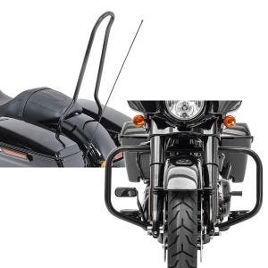 Set: Sissybar für Harley Street Glide 14-21 Craftride Solo schwarz + Sturzbügel für Harley Davidson Street Glide 09-21 Craftride TR2 schwarz_1