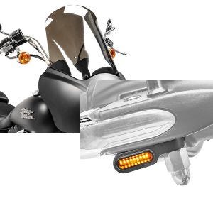 Set: Frontverkleidung für Harley Dyna Street Bob 06-17 Craftride MG5 mit Scheibe schwarz-matt rauchgrau + LED Lenkerblinker für Harley Davidson Dyna Street Bob Lumitecs Blinker XS getönt_1
