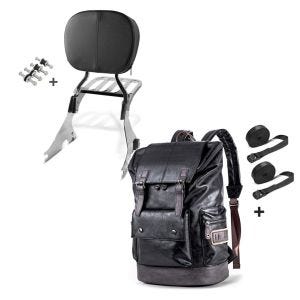 Set: Sissy Bar mit Gepäckträger und Docking Kit für Harley Davidson Sportster 883 04-10 chrom Craftride + Rucksack für Harley Davidson Sportster 883 / Custom Craftride RL3 schwarz_1