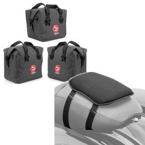 Set: Innentaschen für Aluminium Koffer + Topcase für BMW R 1200 GS/ Adventure 04-18 BAgtecs + Gel Sitzkissen BMW R 1200 GS / Adventure Komfortkissen S Tourtecs schwarz_1
