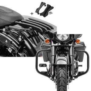 Set: Gepäckträger und Montagekit für Harley Davidson Street Glide 09-13 Craftride XB schwarz + Sturzbügel für Harley Davidson Street Glide 09-21 Craftride TR2 schwarz_1