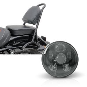 Set: Sissy Bar RPS für Harley Davidson Sportster Forty-Eight 48 10-20 schwarz Craftride + Hauptscheinwerfer LED 5,75 Zoll für Harley Sportster Forty-Eight 48 10-20 schwarz von Craftride_1