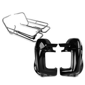 Set: Kofferträger Twin Rail für Harley Touring 97-08 mit Schutzbügel Craftride + Beinschild für Harley Davidson Electra Glide Standard 96-10 Craftride belüftet schwarz_1