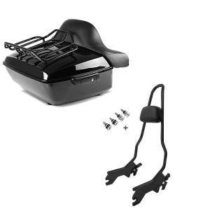 Set: Topcase King NHB für Harley Softail Low Rider / S schwarz Craftride + Sissybar für Harley Softail Low Rider / S 18-21 Craftride XL mit Docking Kit schwarz_1