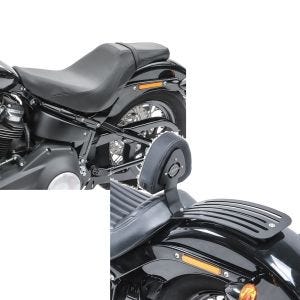 Set: Sitzbank für Harley Softail Modelle 18-21 Craftride BDL1 Doppelsitzbank + Set Fahrer Rückenlehne Gepäckträger für Harley Softail Standard 20-21 Craftride Sissybar_1