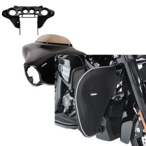 Set: Batwing Verkleidung Komplettset für Harley Street Glide 06-13 Craftride + Sturzbügel Spritzschutz für Harley Street Glide 06-21 Beinwärmer Craftride_1