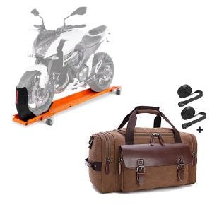 Set: Rangierschiene Harley Rocker / C ConStands Smart-Mover mit Wippe orange + Hecktasche für Harley Rocker / C Craftride RT3 inkl. Spanngurte braun_1