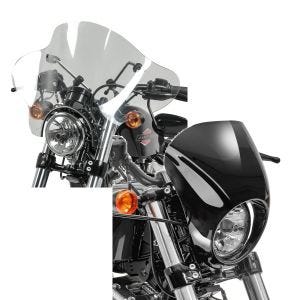 Set: Windschild Batwing für Harley Sportster 883 Iron 09-20 klar Craftride + Scheinwerfer Frontmaske für Harley Davidson Sportster 883 Iron 09-20 schwarz Craftride_1
