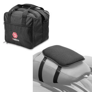 Set: Gel Sitzkissen BMW R 1200 GS / Adventure Komfortkissen S Tourtecs schwarz + Innentasche Aluminium Topcase für BMW R 1250 GS / 1200 GS /Adventure 04-21 Alukoffer Bagtecs MT1_1
