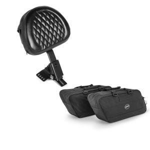 Set: Fahrer Rückenlehne Diamond für Harley Street Glide 06-21 schwarz Craftride + Koffer Innentaschen für Harley Street Glide 06-21 Craftride BG1 Paar_1