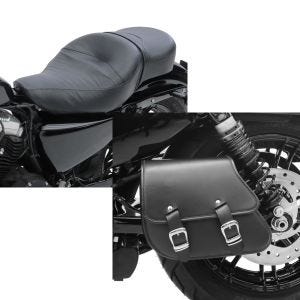 Set: Doppel Sitzbank für Harley Davidson Sportster 1200 Custom 04-20 CM Sitz Craftride + Schwingentasche + Halter für Harley Sportster 1200 Custom 01-20 Craftride_1