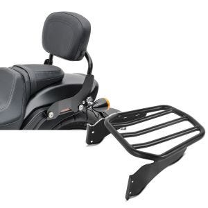 Set: Sissy Bar für Harley Fat Boy Special/ Lo 10-17 CXS schwarz Craftride + Gepäckträger für Harley-Davidson Softail 06-17 schwarz Craftride_1