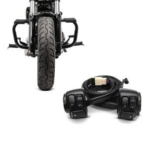 Set: Sturzbügel für Harley Davidson Sportster 883 (XL 883) 04-10 Craftride Mustache schwarz + Lenkerschalter für Harley Davidson Sportster 883 96-10 Lenkerarmatur schwarz Craftride_1