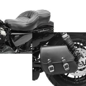 Set: Doppel Sitzbank für Harley Sportster 883 Iron 09-20 VM2 Sitz Craftride + Schwingentasche + Halter für Harley Sportster 883 Iron 09-20 Craftride_1