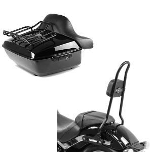 Set: Topcase King NHB für Harley Softail Low Rider / S schwarz Craftride + Sissybar für Harley Softail Low Rider / S 18-21 Craftride SRL schwarz_1