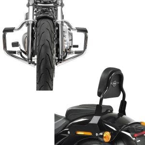 Set: Sturzbügel Mustache für Harley Davidson Softail 18-21 Schutzbügel 32mm chrome Craftride + Sissy Bar CSS Fix für Harley Breakout / 114 18-21 schwarz Craftride_1