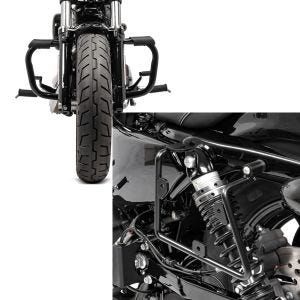 Set: Sturzbügel für Harley Davidson Sportster Forty-Eight 48 (XL 1200 X) 10-20 Craftride Mustache schwarz + Satteltaschenhalter für Harley Sportster Forty-Eight 48 16-20 links Craftride_1