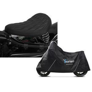 Set: Solo Federsattel für Yamaha XV 750 / 535 / 250Virago BR11 Craftride + Motorrad Abdeckplane Yamaha XV 535 Virago Tourtecs L schwarz_1