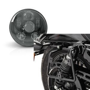 Set: Hauptscheinwerfer LED 5,75 Zoll für Harley Sportster Forty-Eight 48 10-20 schwarz von Craftride + Satteltaschenhalter für Harley Sportster Forty-Eight 48 16-20 rechts Craftride_1