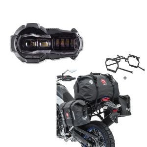 Set: LED Scheinwerfer für BMW R 1200 GS / Adventure 04-13 Hauptscheinwerfer mit ECE Lumitecs QL2 + Satteltaschen Set WP8 für BMW R 1200 GS 04-12 mit Hecktasche und Kofferträger Bagtecs_1