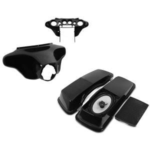 Set: Batwing Verkleidung für Harley Davidson Electra Glide Ultra Classic 96-13 Craftride Innen und Aussen schwarz + Koffer-Deckel mit Lautsprecher für Harley Electra Glide Ultra Classic 94-13 Craftride_1