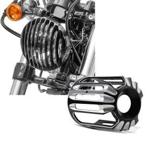 Set: Scheinwerfer Grill Harley Sportster Forty-Eight 48 10-20 schwarz von Craftride + Ölfilter Abdeckung für Harley Davidson Sportster Forty-Eight 48 10-20 Craftride HF1_1