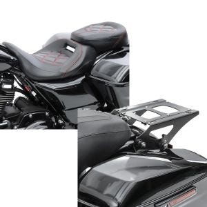 Set: Sitzbank für Harley Street Glide Special 15-21 Craftride RH3 schwarz-rot + Gepäckträger TP Abnehmbar für Harley Davidson Street Glide Special 15-21 schwarz Craftride_1