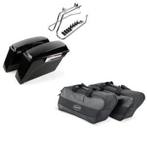 Set: Seitenkoffer und Kofferträger CR für Harley Heritage Softail Classic 88-17 Craftride + Innentasche Seitenkoffer für Harley Heritage Softail Classic / 114 Craftride 19Ltr schwarz_1