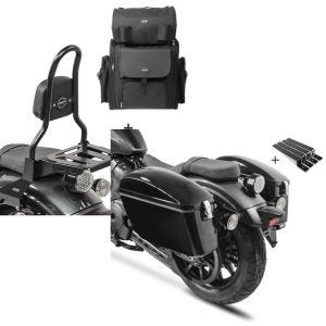Set: Sissybar M3 + Hecktasche für Yamaha XV 950 / R 14-20 mit Gepäckträger Craftride + Seitenkoffer Set für Yamaha XV 950 / R Craftride Dallas 23Ltr mit Haltesatz_1