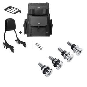 Set: Sissybar + Hecktasche für Harley Low Rider / S 18-21 R1 mit Gepäckträger schwarz Craftride + Anbausatz Docking Hardware Kit für Harley-Davidson Softail 18-21 52300646 Craftride_1