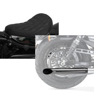 Set: Solo Federsattel für Suzuki Intruder VS 1400 / 800 BR11 Craftride + Craftride Endschalldämpfer Suzuki Intruder VS 1400 / 800 / 750 / 600 Caferacer Turn Out schwarz_1