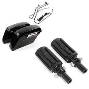 Set: Seitenkoffer und Kofferträger CR für Harley Heritage Softail Classic 88-17 Craftride + Sozius Fussrasten Set mit Halter für Harley Heritage Softail Classic 00-17 BL1 s Craftride_1